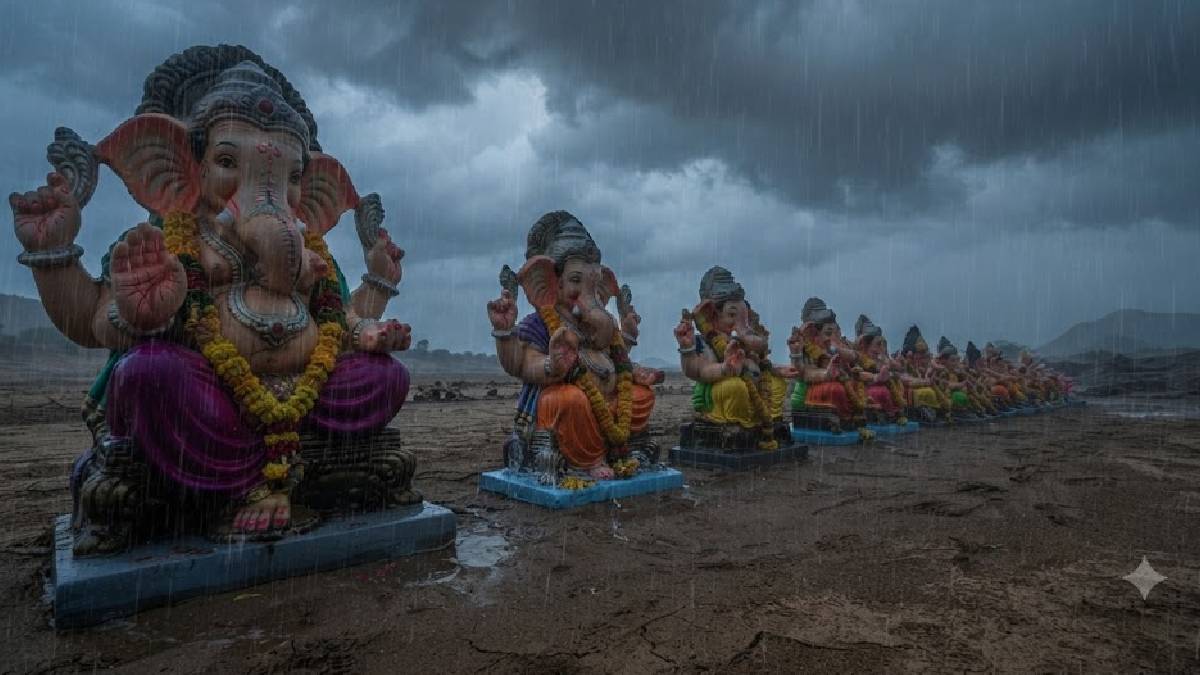 ಚಿತ್ರಾವತಿ ನದಿಯಲ್ಲಿ ಹನಿ ನೀರಿಲ್ಲ; ಗಣೇಶ ಮೂರ್ತಿಗಳನ್ನು ಮರಳಿನ ಮೇಲಿಟ್ಟ ಭಕ್ತರು!!
