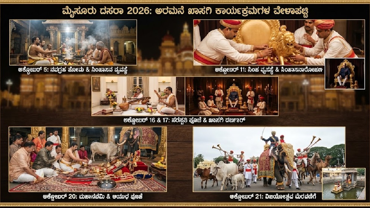 ಮೈಸೂರು ದಸರಾ 2026 - ಅರಮನೆ ಖಾಸಗಿ ಕಾರ್ಯಕ್ರಮಗಳ ಸಂಪೂರ್ಣ ವೇಳಾಪಟ್ಟಿ ಬಹಿರಂಗ!!