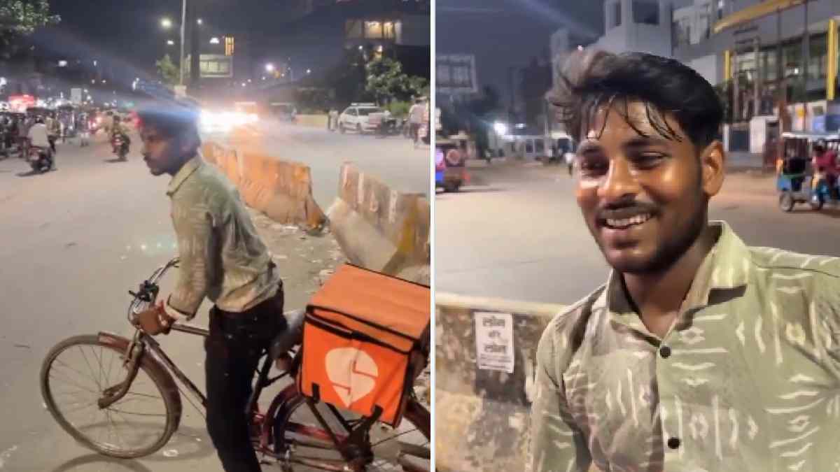 Five Years After Losing a Hand, Delivery Rider Continues Working on Bicycle