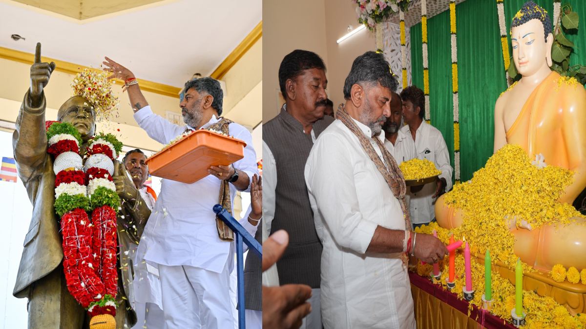 New Ambedkar Bhavan Inaugurated in Kollegal as DK Shivakumar Pays Tribute to Dr BR Ambedkar and Lord Buddha