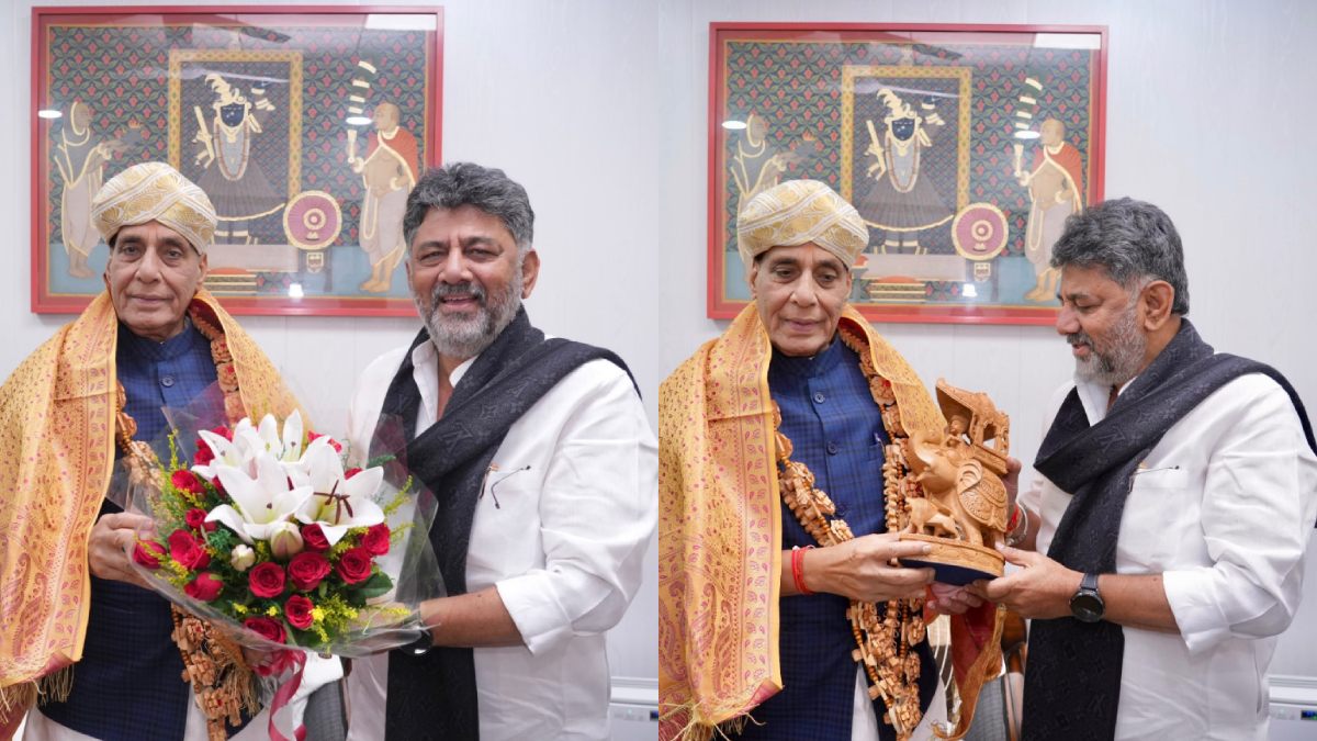 DK Shivakumar Meets Rajnath Singh, Seeks Defence Land Clearance for Bengaluru Infrastructure Projects