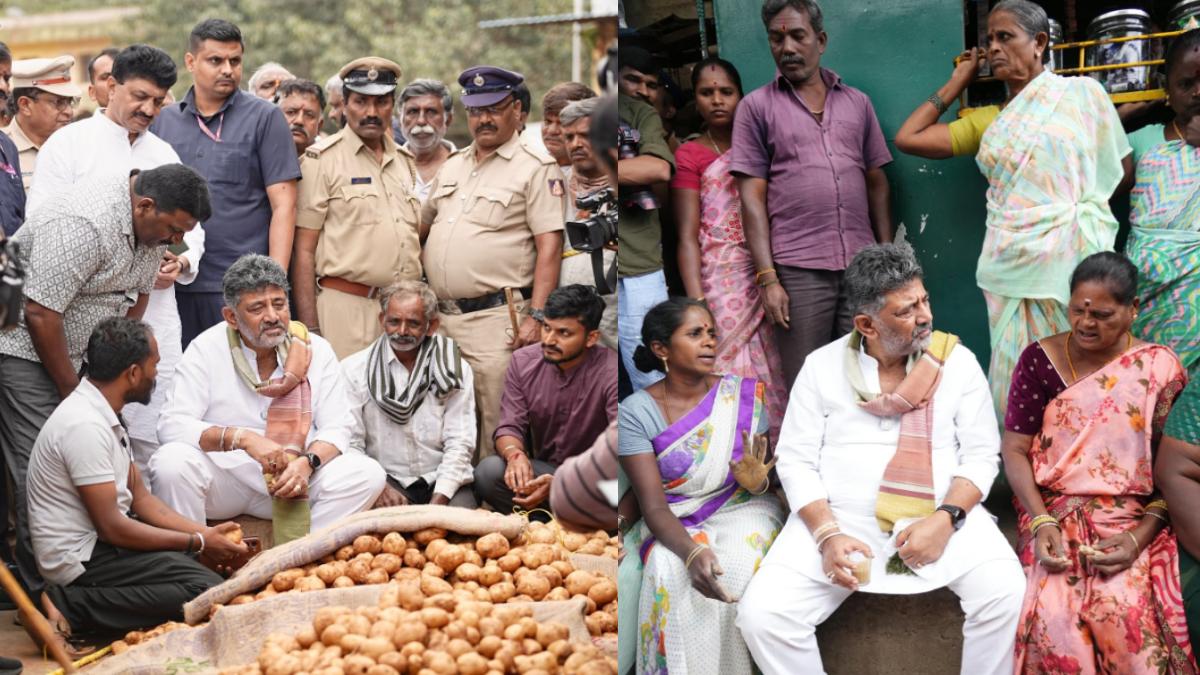 DK Shivakumar Inspects Yeshwanthpur APMC, Assures Farmers and Traders of Prompt Action