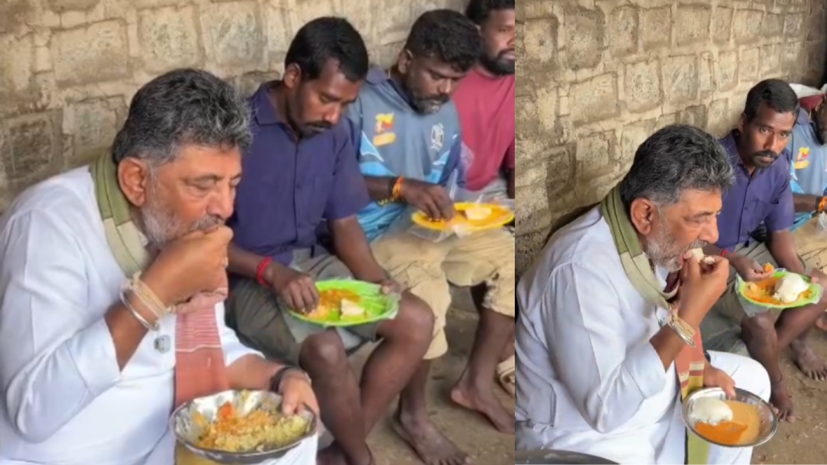 ಮುಖ್ಯಮಂತ್ರಿ ಡಿ.ಕೆ. ಶಿವಕುಮಾರ್ ಅವರು ರೈತರನ್ನು ಭೇಟಿಯಾದ ನಂತರ ರಸ್ತೆ ಬದಿ ಕುಳಿತು ಇಡ್ಲಿ ಸವಿದರು!!