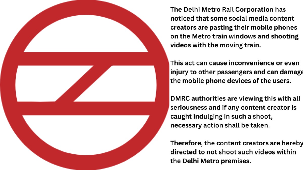 Delhi Metro Cracks Down On Risky Reel Trend As Influencers Glue Phones To Moving Train Windows