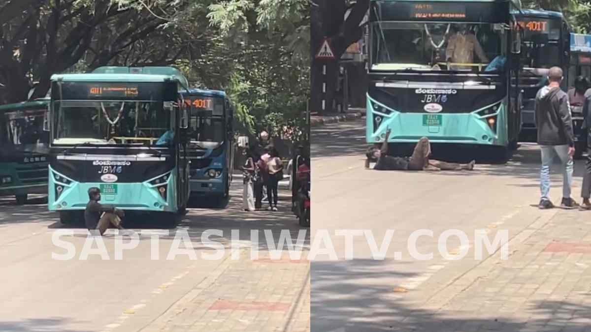 Drunk Man Creates Traffic Chaos by Blocking BMTC Buses in Yelahanka New Town