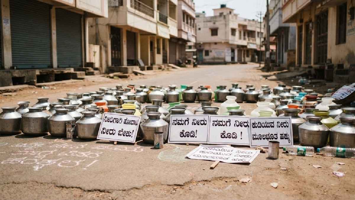 ಕುಡಿಯುವ ನೀರಿಗಾಗಿ ಗದಗದಲ್ಲಿ ಬಿಜೆಪಿ ಧರಣಿ | Photo Credit: AI