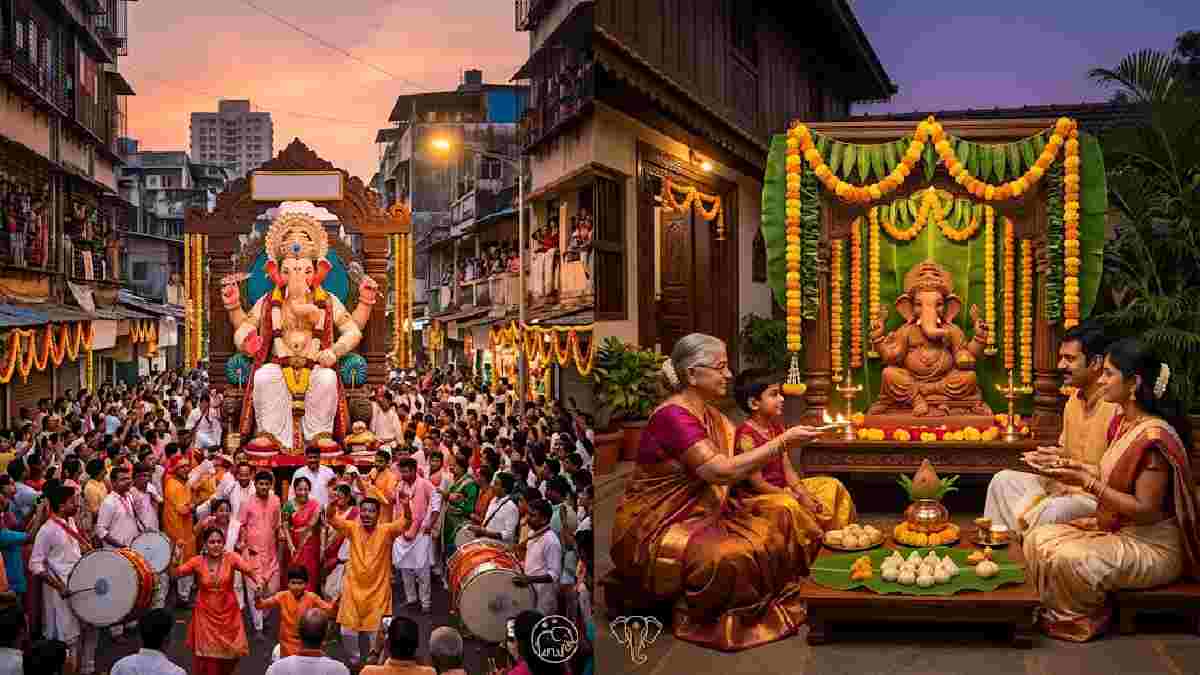 ಸಾರ್ವಜನಿಕ ಸಂಭ್ರಮದಿಂದ ಕುಟುಂಬದ ಪೂಜೆಯವರೆಗೆ; ಗಣೇಶ ಚತುರ್ಥಿಯ ಎರಡು ವಿಭಿನ್ನ ರೂಪಗಳು!!