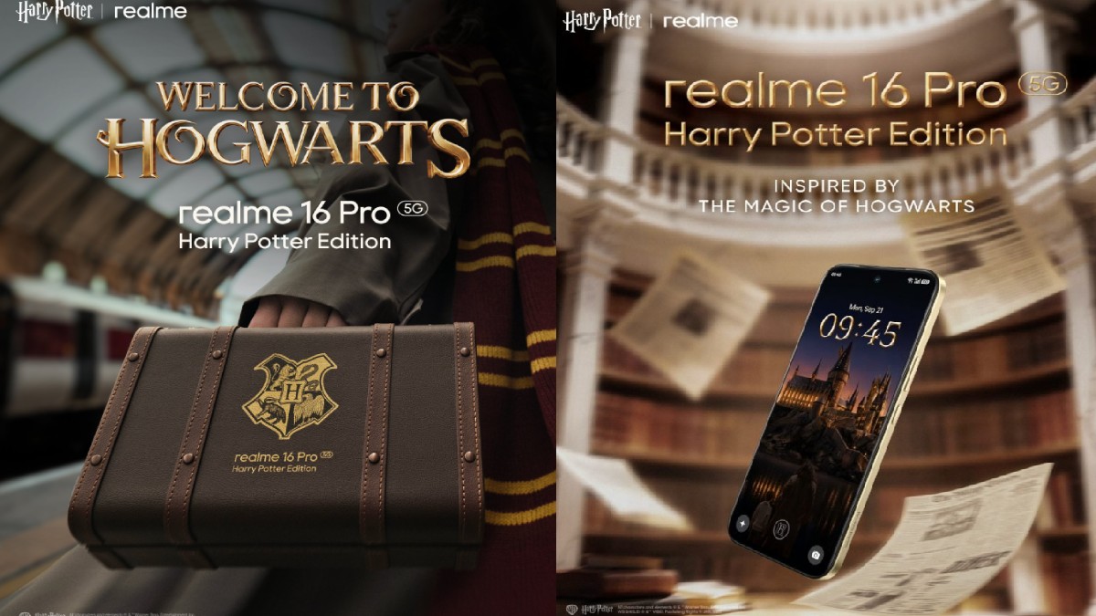 Realme 16 Pro Harry Potter Edition with a Hogwarts-inspired custom design. | Photo Credit: https://x.com/iamprasadtech | https://x.com/realmeglobal
