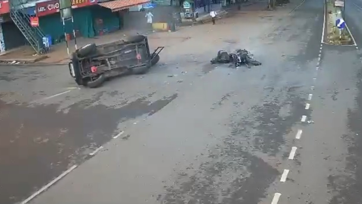 CCTV Captures Terrifying Bike-Jeep Collision At Bovikkanam Intersection