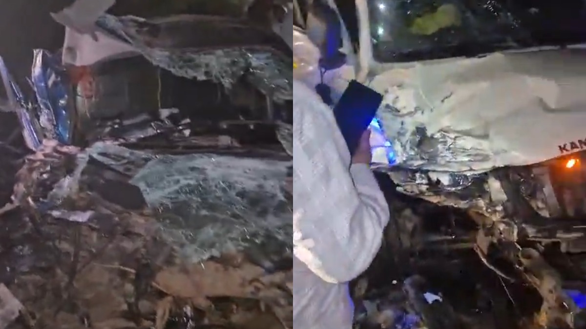 Damaged vehicles after a highway accident near Anekadu. | Photo Credit: https://x.com/HateDetectors