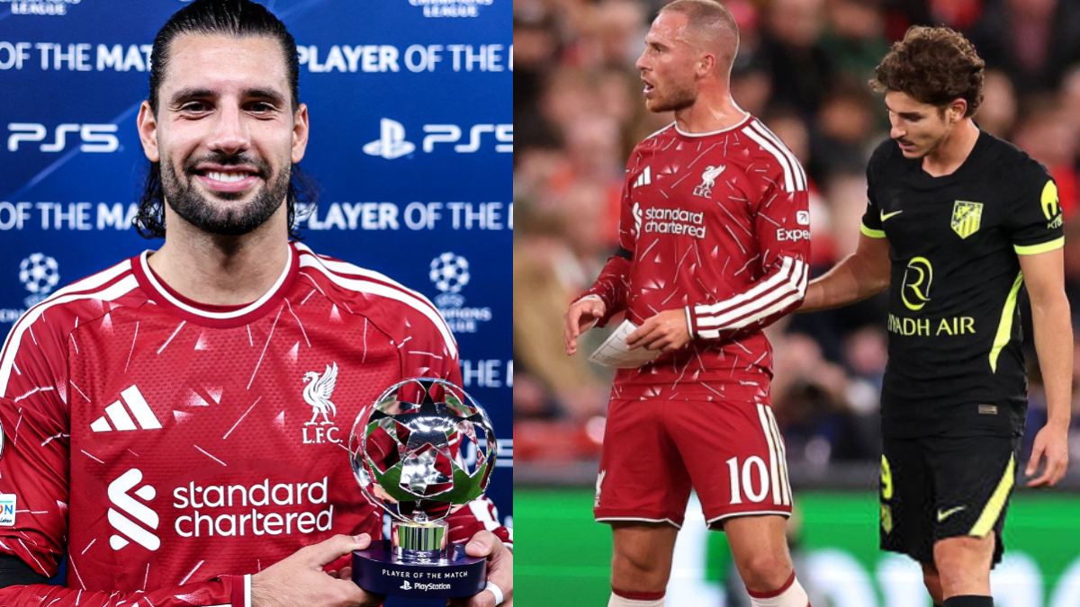 Alexis Mac Allister scored from outside the box as Liverpool beat Atletico Madrid | Photo Credit: https://x.com/AnfieldRd96/  |  https://x.com/Juli19x/