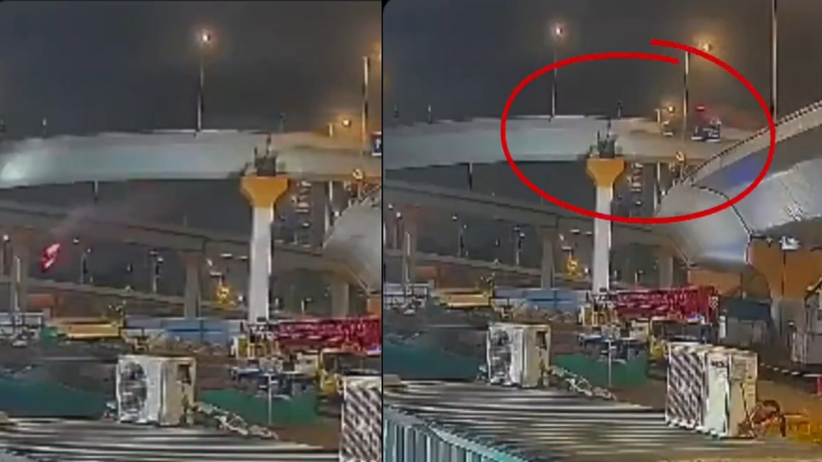 Overspeeding BMW Crashes and Falls from Flyover on Mumbai Coastal Road