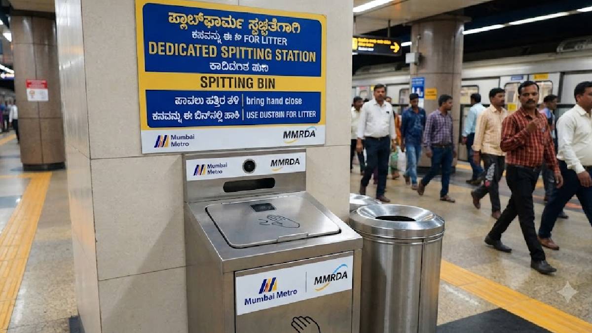 ಮುಂಬೈ ಮೆಟ್ರೋದಲ್ಲಿ ಉಗುಳಲು ಪ್ರತ್ಯೇಕ ಬಾಕ್ಸ್; ‘ವಿಶ್ವದ ಮೊದಲ’ ಬೋರ್ಡ್ ವೈರಲ್!!