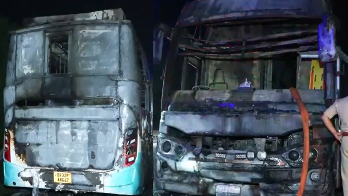 Greater Noida Bus Fire | Photo Credit: https://x.com/ANI/
