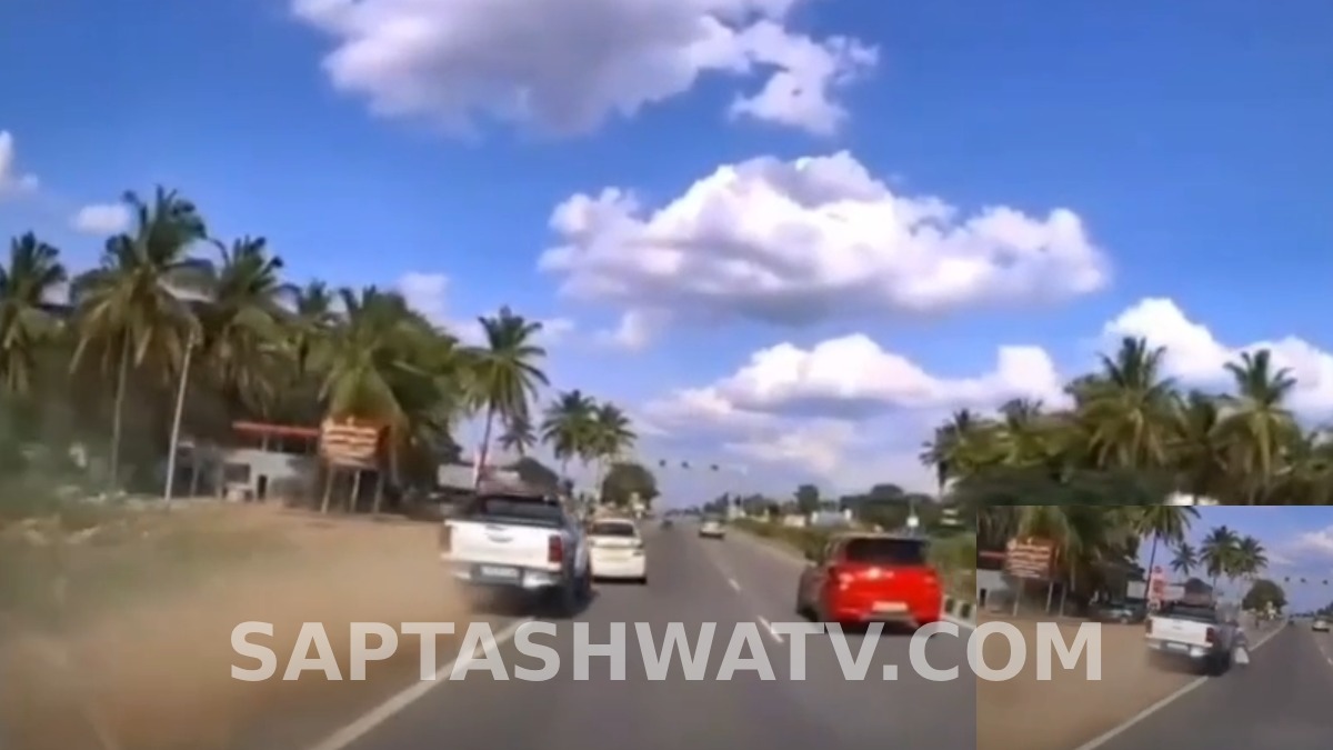 ಬೆಳ್ಳೂರು ಕ್ರಾಸ್ ಬಳಿ ಅತಿವೇಗದ ಚಾಲನೆ- ರಸ್ತೆ ಬದಿಗೆ ಉರುಳಿದ ಪಿಕ್‌ಅಪ್ ಟ್ರಕ್!!