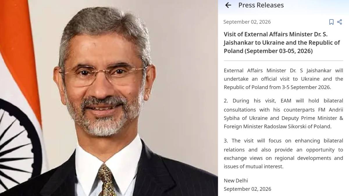 S. Jaishankar to Travel to Ukraine and Poland on September 3–5 for Key Bilateral Talks