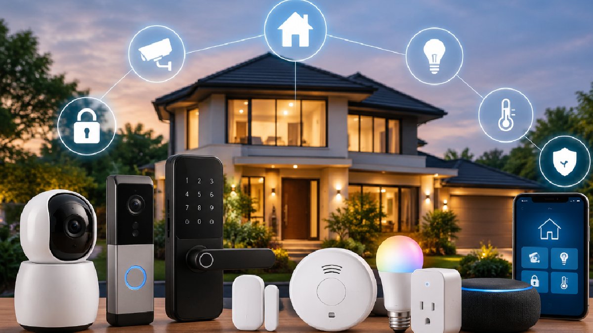 Smart home security gadgets for a modern house | Photo Credit: AI Image