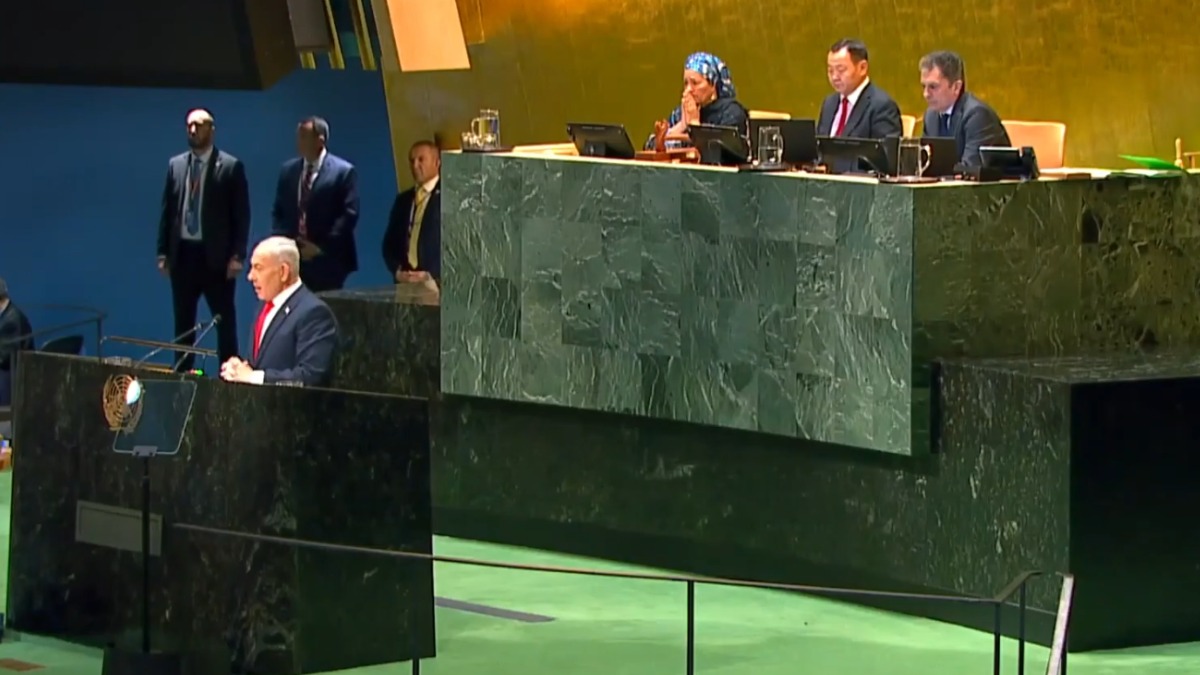 India Stays During Netanyahu UN Speech: Indians Divided Online | Photo Credit: https://x.com/ANI/
