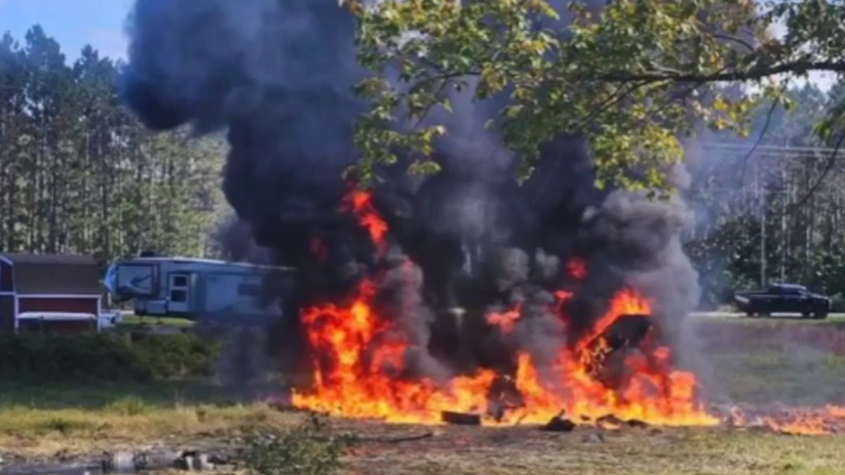 F-16 Fighter Jet Crashes Near Traverse City in Michigan | Photo Credit: https://x.com/stevegrubershow