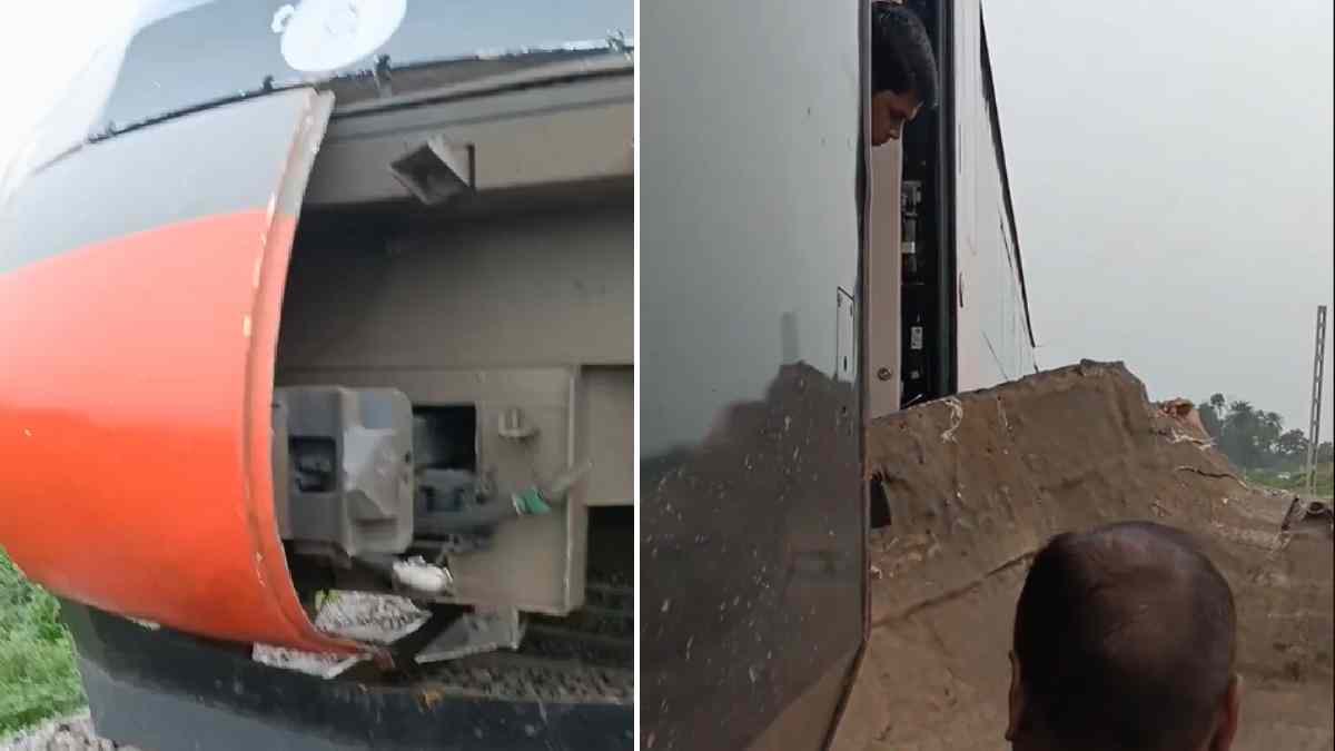 Vande Bharat Train’s Nose Cover Breaks After Buffalo Collision on Tracks