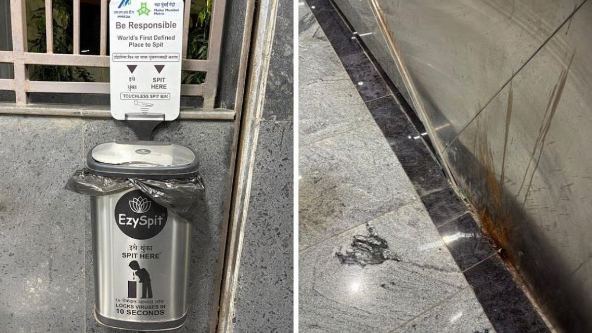 Spitting Spot at Mumbai Metro Stations | Photo Credit: https://x.com/IndianTechGuide
