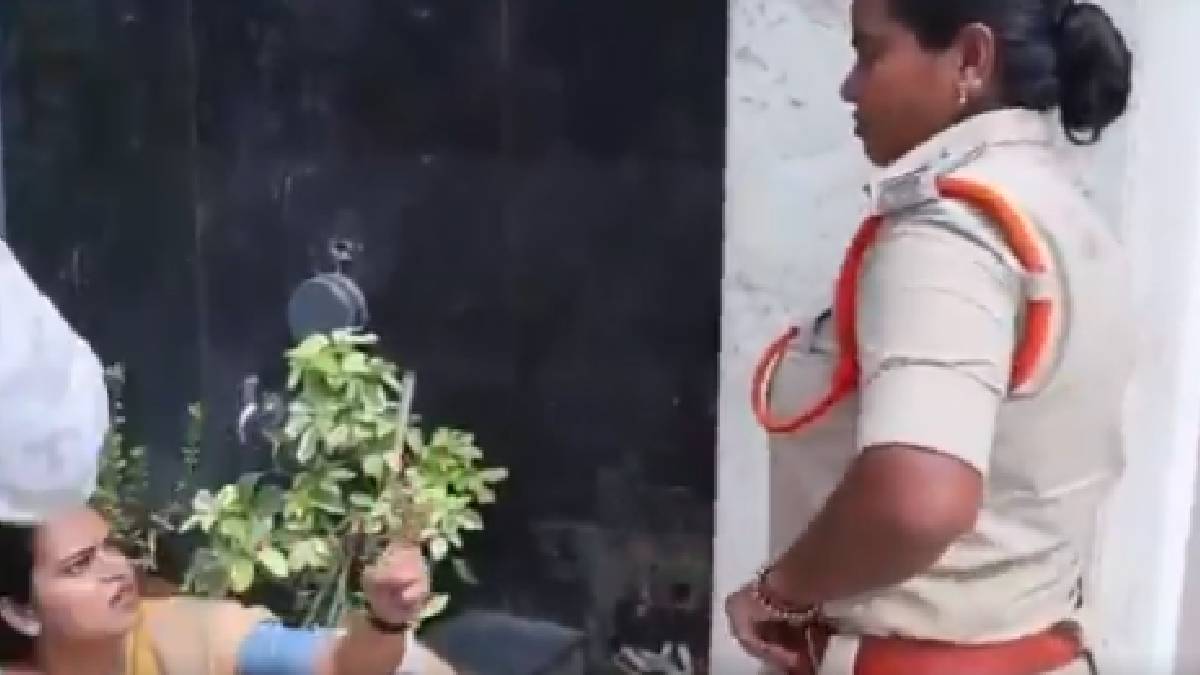 Clashing with a lady police officer