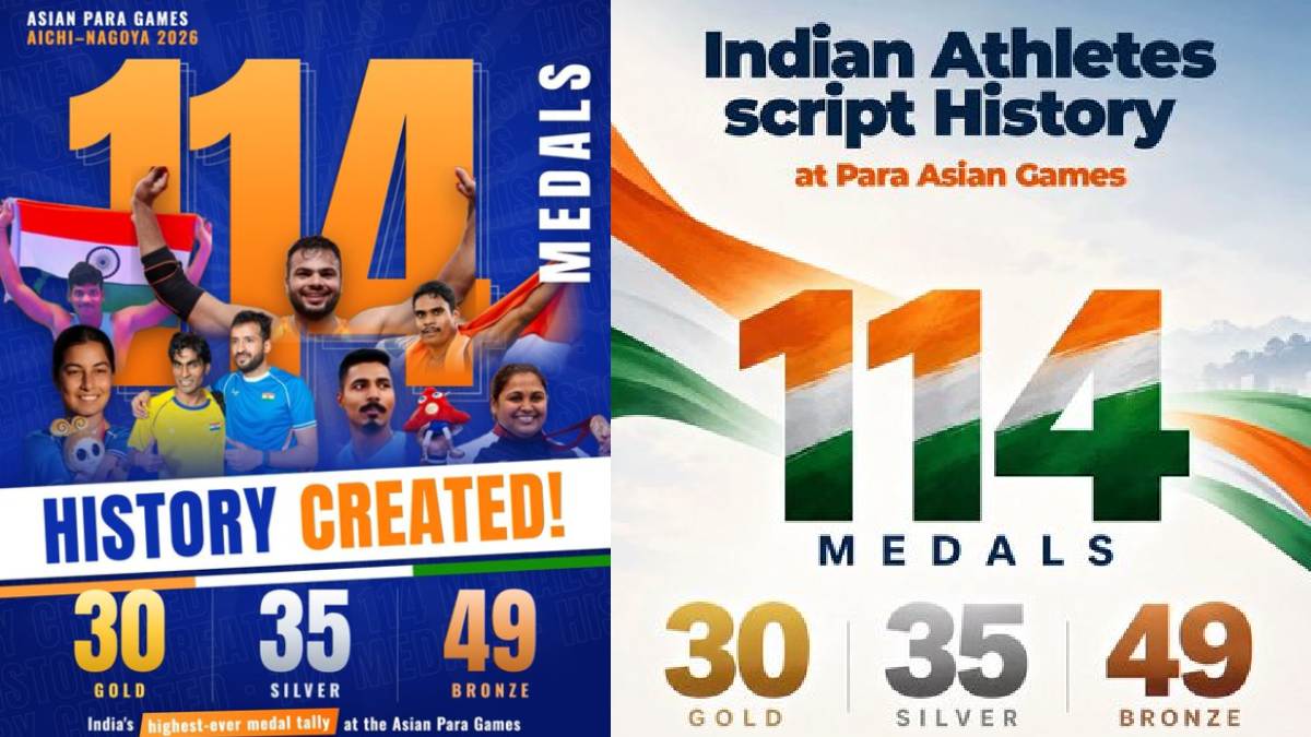 ಏಷ್ಯನ್ ಪ್ಯಾರಾ ಗೇಮ್ಸ್ 2026 -  ಭಾರತಕ್ಕೆ 114 ಪದಕಗಳ ಐತಿಹಾಸಿಕ ಸಾಧನೆ, ಕರ್ನಾಟಕದ ಕ್ರೀಡಾಪಟುಗಳಿಗೂ ಅಭಿನಂದನೆ!!