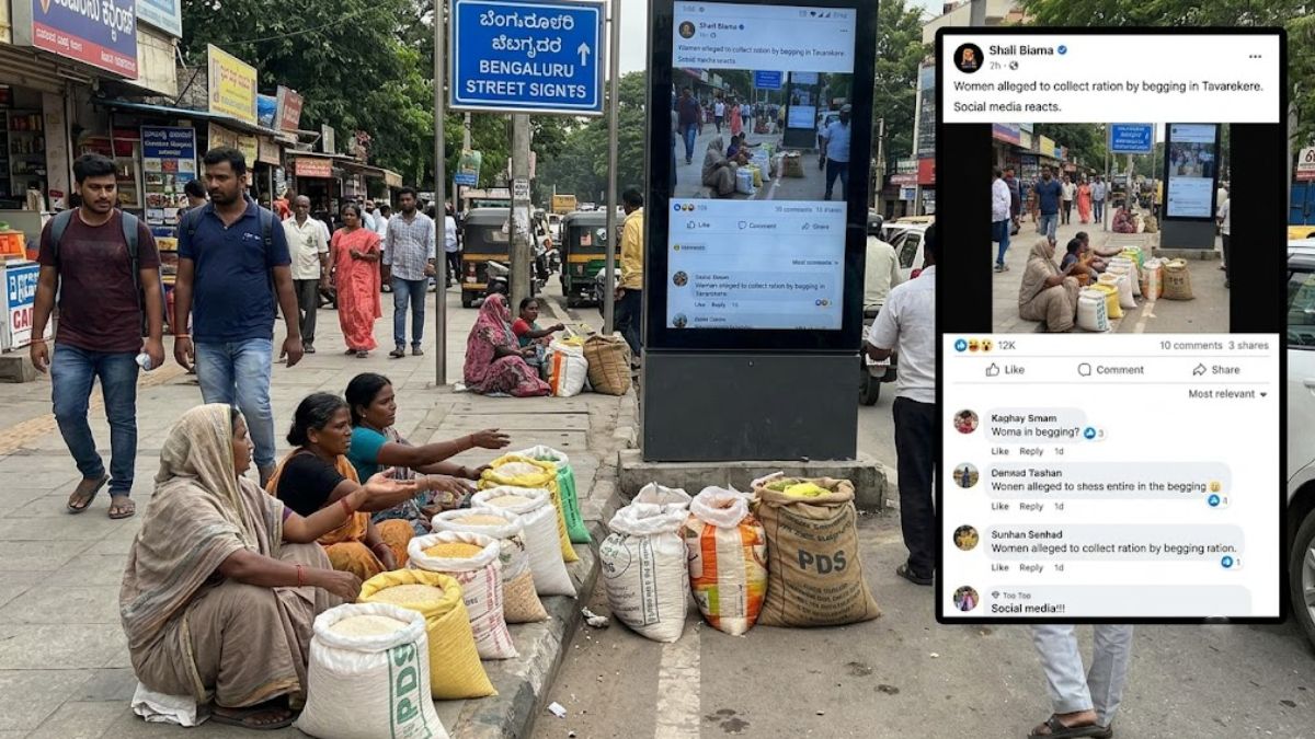 Bengaluru: Women Collect Ration Through Begging in Tavarekere | Photo Credit: AI Image