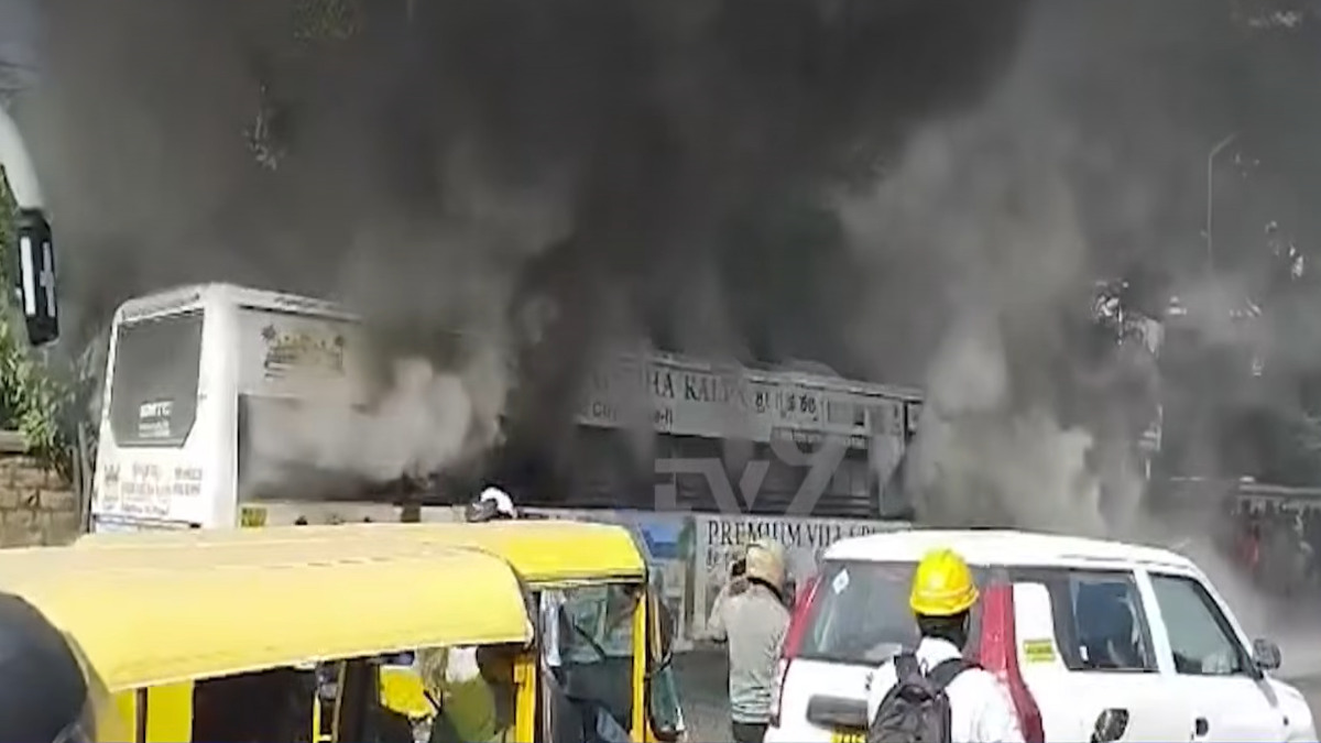 Bengaluru BMTC Bus Fire Near Koramangala Tavarekere Junction