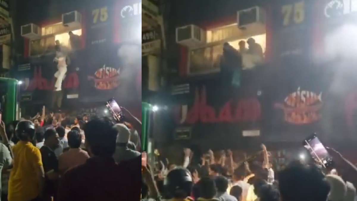 People escape flames at Jafrabad restaurant fire | Photo Credit: https://x.com/GreaterNoidaW