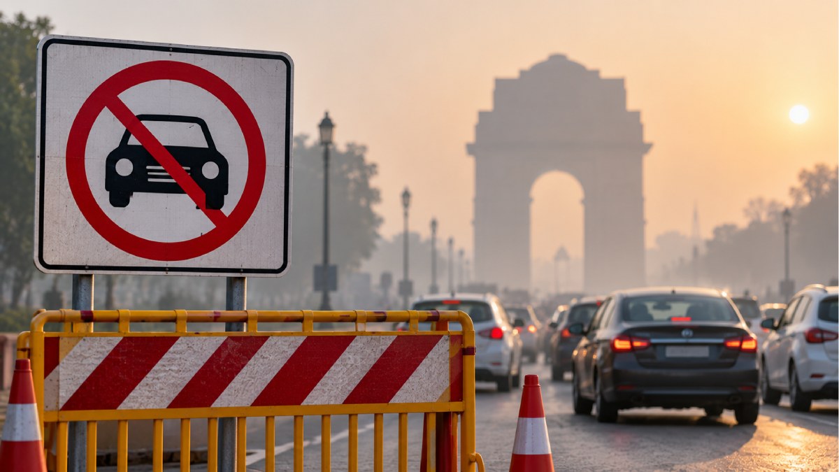 Delhi traffic police enforcing vehicle entry restrictions under revised GRAP rules.