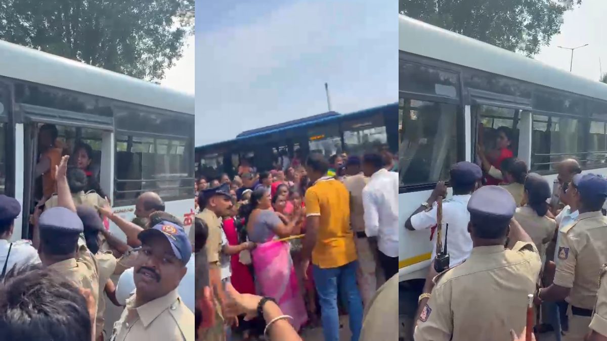 ಧಾರವಾಡದಲ್ಲಿ ಗಾರ್ಮೆಂಟ್ ಕಾರ್ಮಿಕ ಮಹಿಳೆಯರ ಪ್ರತಿಭಟನೆ-ಕೆಲವರು ಪೊಲೀಸ್ ವಶಕ್ಕೆ!!