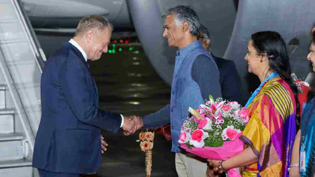 Poland PM Donald Tusk Arrives in Bengaluru