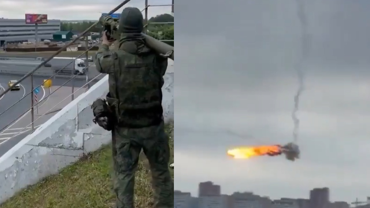 Dramatic Strike Near Moscow: Russian Soldier Fires Igla Missile at Incoming Ukrainian Drone