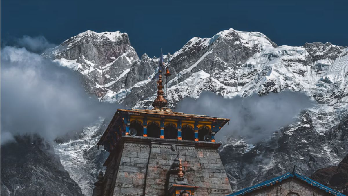 Fresh snowfall at Kedarnath Dham in Uttarakhand.