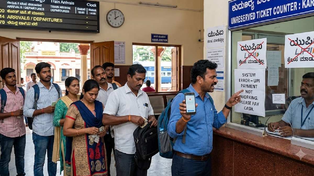 ಕಡೂರು ರೈಲ್ವೆ ನಿಲ್ದಾಣದಲ್ಲಿ ದಿಢೀರ್ ಯುಪಿಐ ಸ್ಥಗಿತ, ಟಿಕೆಟ್‌ಗಾಗಿ ಪ್ರಯಾಣಿಕರ ಪರದಾಟ!!
