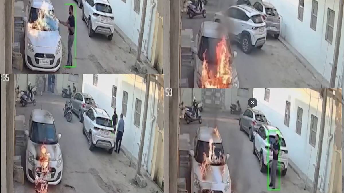 CCTV Shows Morbi Man Setting Neighbour's Parked Swift on Fire Over Alarm Dispute