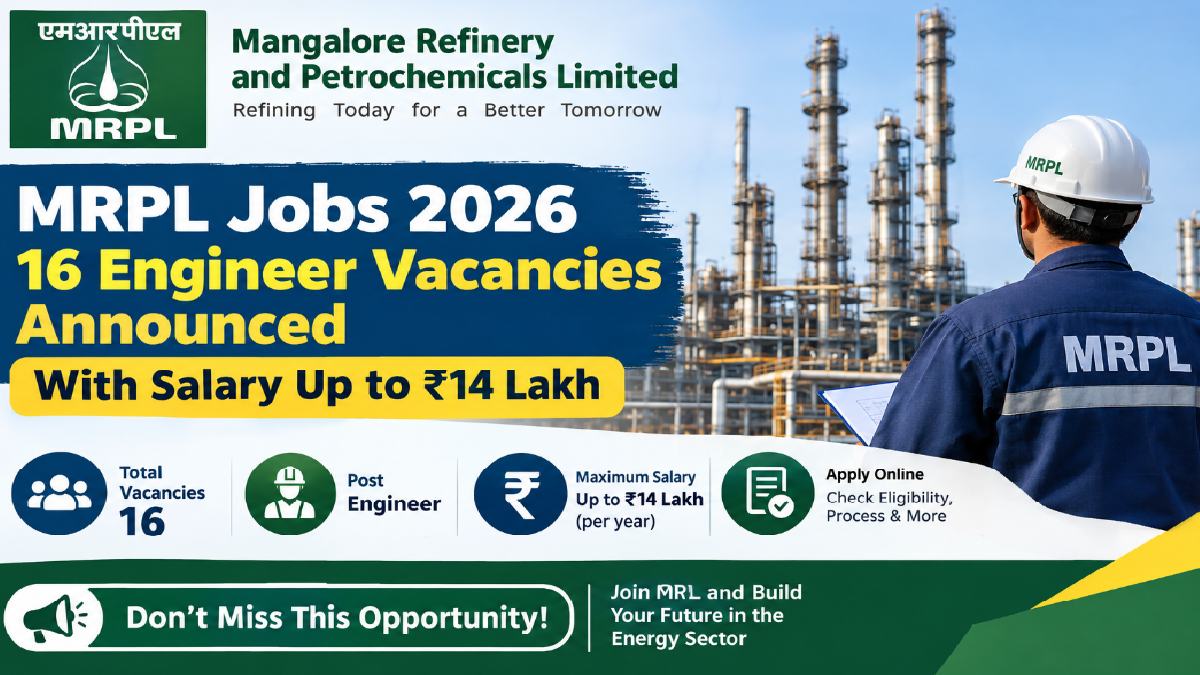 MRPL Jobs 2026: 16 Engineer Vacancies Announced With Salary Up to ₹14 Lakh