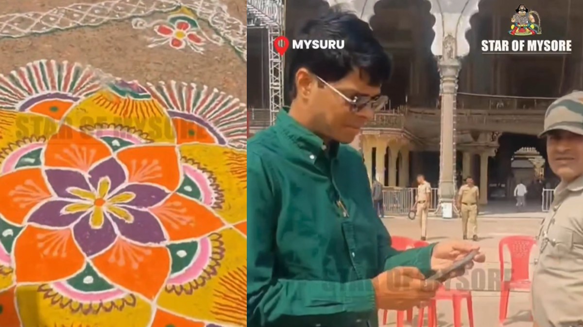 Mysore Palace Dasara Rangoli Contest Sees Disagreement Over Judging | Photo Credit: https://x.com/Star_Of_Mysore/