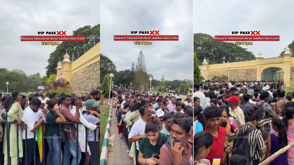 Mysuru Dasara VIP Pass Row: Crowds Gather Near Ambavilas Gate