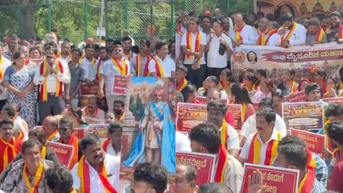 Protesters in Mysuru demand  resignation over Palace remarks.