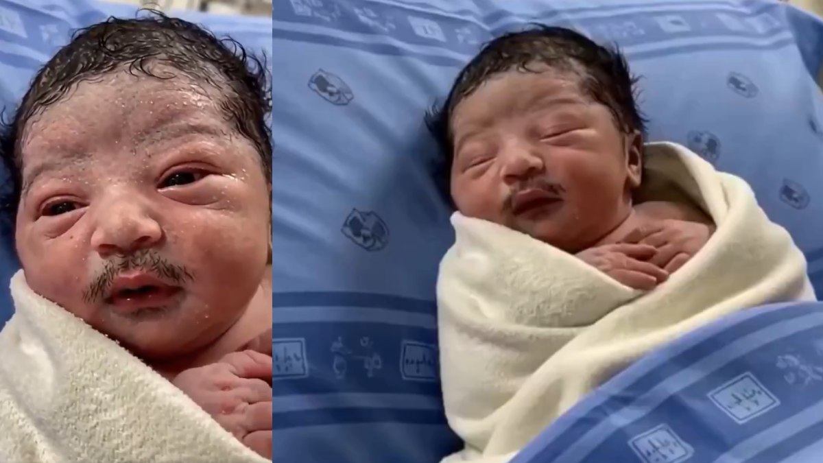 Viral Newborn With Moustache