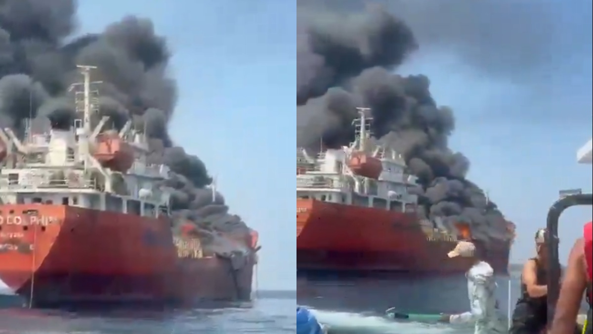 Oman Tanker Attack: Two Indian Seafarers Missing, Nine Rescued | Photo Credit: https://x.com/