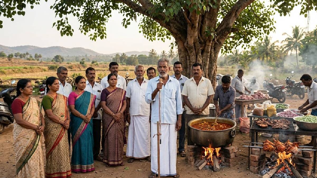 ಹರಗಿ ಗ್ರಾಮದಲ್ಲಿ ಬೀಗರ ಊಟಕ್ಕೆ ₹1 ಲಕ್ಷ ದಂಡ | Photo Credit: AI
