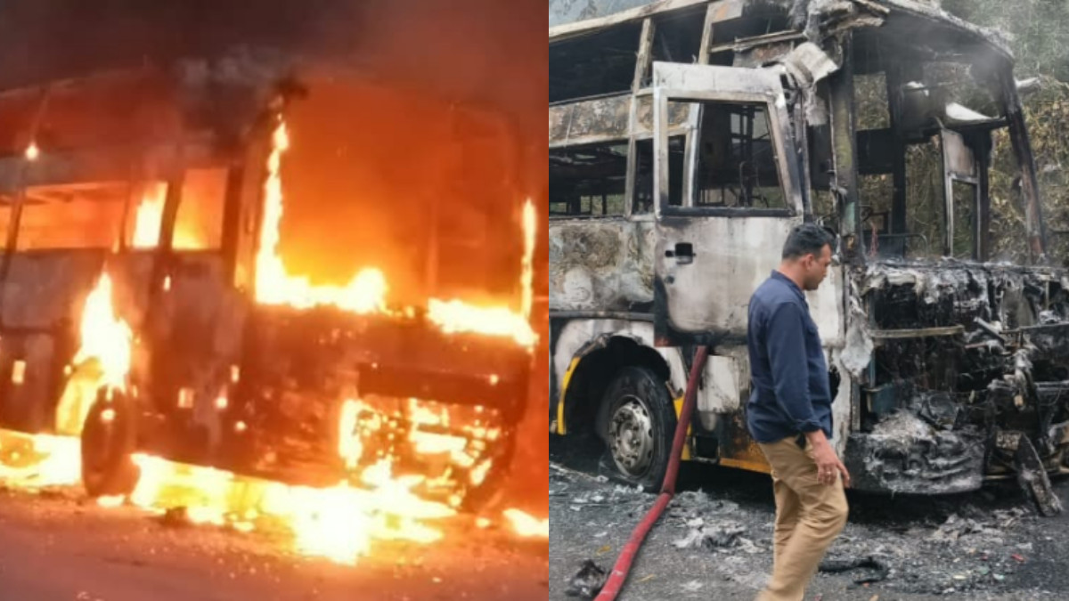 Bengaluru-Sagar Sleeper Bus Gutted in Fire Near Shivamogga, Passengers Escape Unhurt