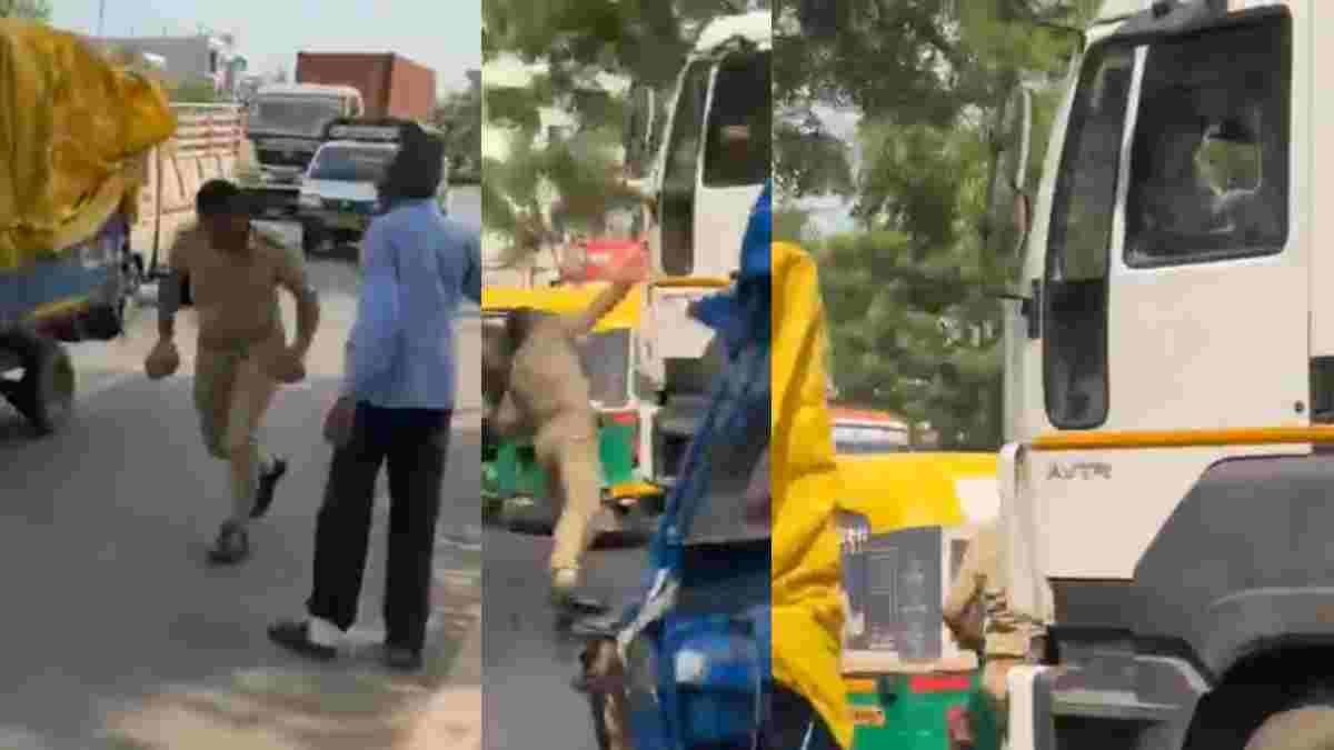 ಠಕ್ಕರ್‌ನಗರದಲ್ಲಿ ಟ್ರಾಫಿಕ್ ಪೊಲೀಸರ ಆಕ್ಷನ್ - ಟ್ರಕ್ ನಿಲ್ಲಿಸಲು ಕಾನ್‌ಸ್ಟೆಬಲ್‌ನಿಂದ ಇಟ್ಟಿಗೆ ಎಸೆತ!!